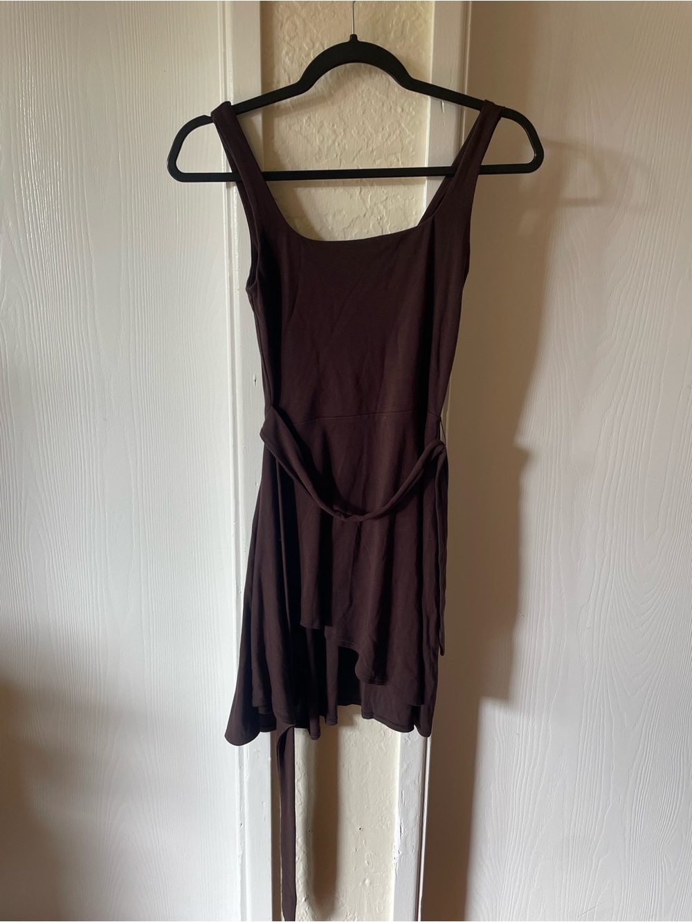 Aritizia Wilfred Dark Brown Wrap Mini Dress